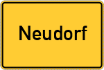 Place name sign Neudorf, Kreis Leer, Ostfriesland