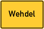 Place name sign Wehdel, Kreis Bersenbrück