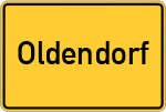 Place name sign Oldendorf, Wiehengebirge