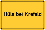 Place name sign Hüls bei Krefeld