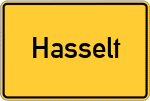Place name sign Hasselt, Niederrhein