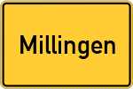 Place name sign Millingen, Kreis Rees