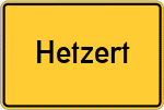 Place name sign Hetzert