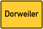 Place name sign Dorweiler, Rheinland