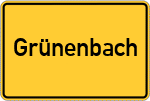 Place name sign Grünenbach, Oberberg Kreis