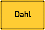 Place name sign Dahl, Rheinland