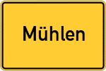 Place name sign Mühlen, Rheinland