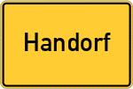 Place name sign Handorf, Kreis Münster, Westfalen