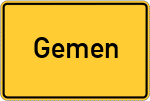 Place name sign Gemen, Kreis Borken, Westfalen