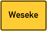 Place name sign Weseke, Westfalen
