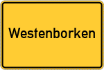 Place name sign Westenborken, Westfalen