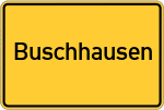 Place name sign Buschhausen, Kreis Borken, Westfalen