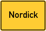 Place name sign Nordick, Kreis Borken, Westfalen