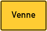 Place name sign Venne, Westfalen