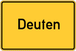 Place name sign Deuten, Westfalen