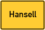 Place name sign Hansell, Westfalen