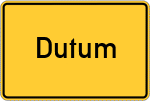Place name sign Dutum, Westfalen