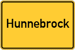 Place name sign Hunnebrock