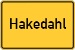 Place name sign Hakedahl