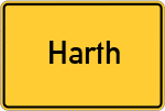 Place name sign Harth, Kreis Büren, Westfalen