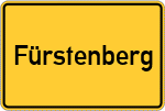 Place name sign Fürstenberg, Kreis Büren, Westfalen