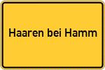 Place name sign Haaren bei Hamm, Westfalen