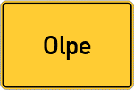 Place name sign Olpe, Kreis Meschede