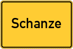 Place name sign Schanze, Sauerland