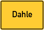 Place name sign Dahle, Kreis Altena, Westfalen