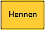 Place name sign Hennen