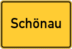 Place name sign Schönau, Kreis Olpe, Biggesee
