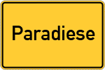 Place name sign Paradiese, Kreis Soest, Westfalen