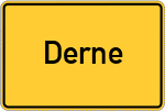 Place name sign Derne, Westfalen