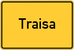 Place name sign Traisa, Kreis Darmstadt