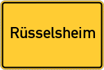 Place name sign Rüsselsheim