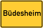 Place name sign Büdesheim, Hessen