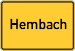 Place name sign Hembach
