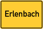 Place name sign Erlenbach, Kreis Erbach, Odenwald