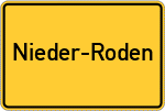 Place name sign Nieder-Roden, Hessen