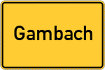 Place name sign Gambach, Hessen