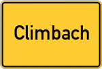 Place name sign Climbach, Kreis Gießen