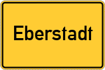 Place name sign Eberstadt, Kreis Gießen