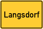 Place name sign Langsdorf, Kreis Gießen