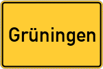Place name sign Grüningen, Kreis Gießen