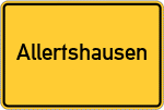 Place name sign Allertshausen, Kreis Gießen