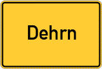 Place name sign Dehrn, Kreis Limburg an der Lahn