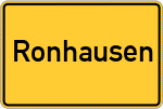 Place name sign Ronhausen, Kreis Marburg an der Lahn