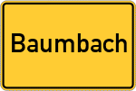 Place name sign Baumbach, Hessen