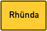 Place name sign Rhünda