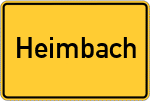 Place name sign Heimbach, Kreis Ziegenhain, Hessen